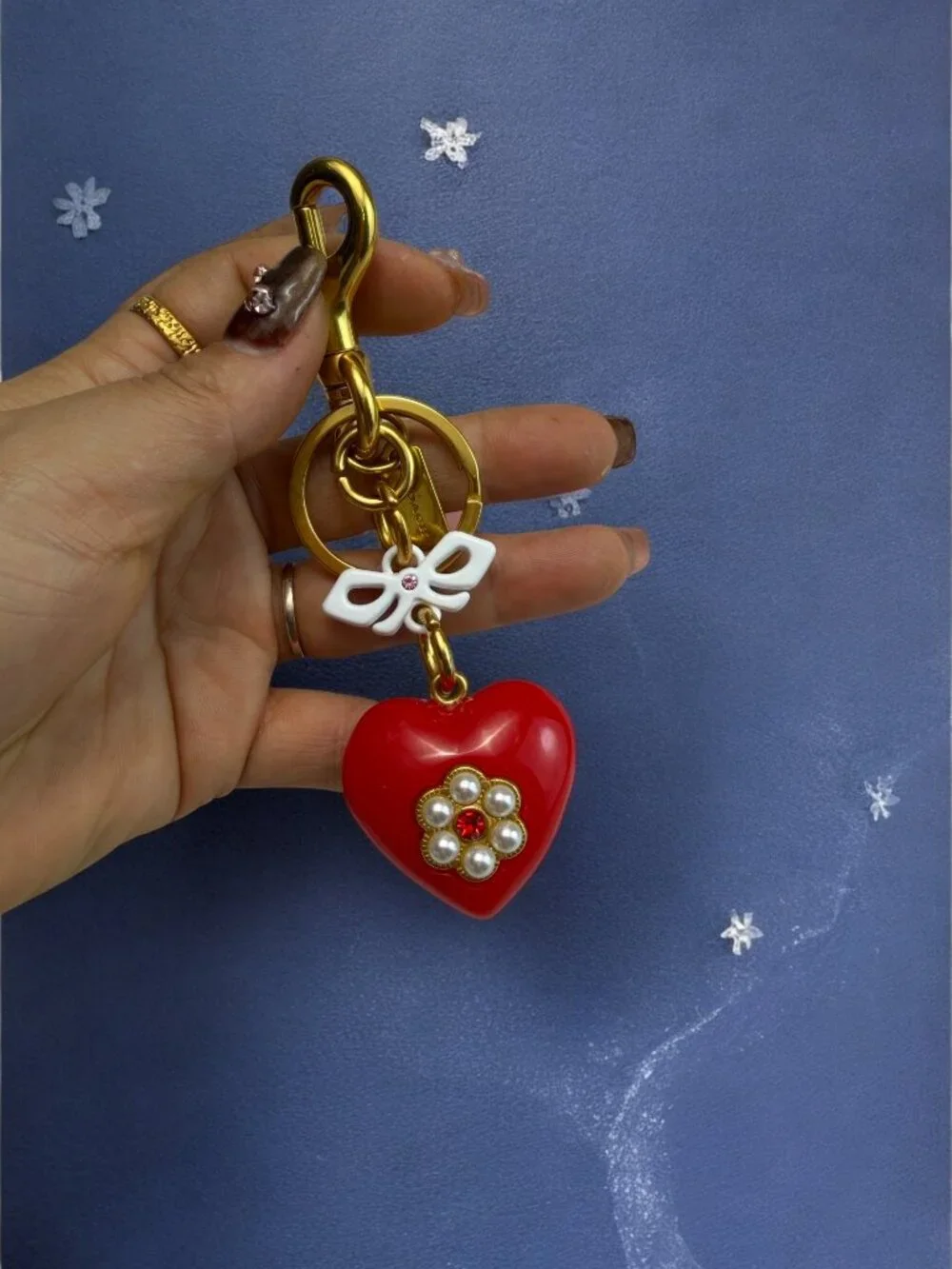 🌸Coach Red Heart Keychain